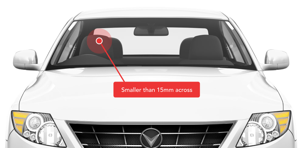 stone chip smaller than 15 mm for a windscreen repair