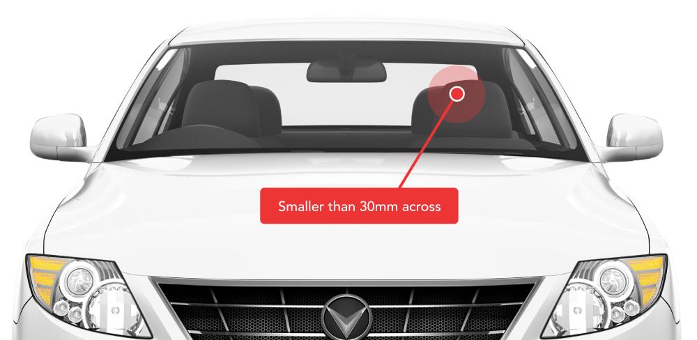 stone chip smaller than 30 mm for a windscreen repair